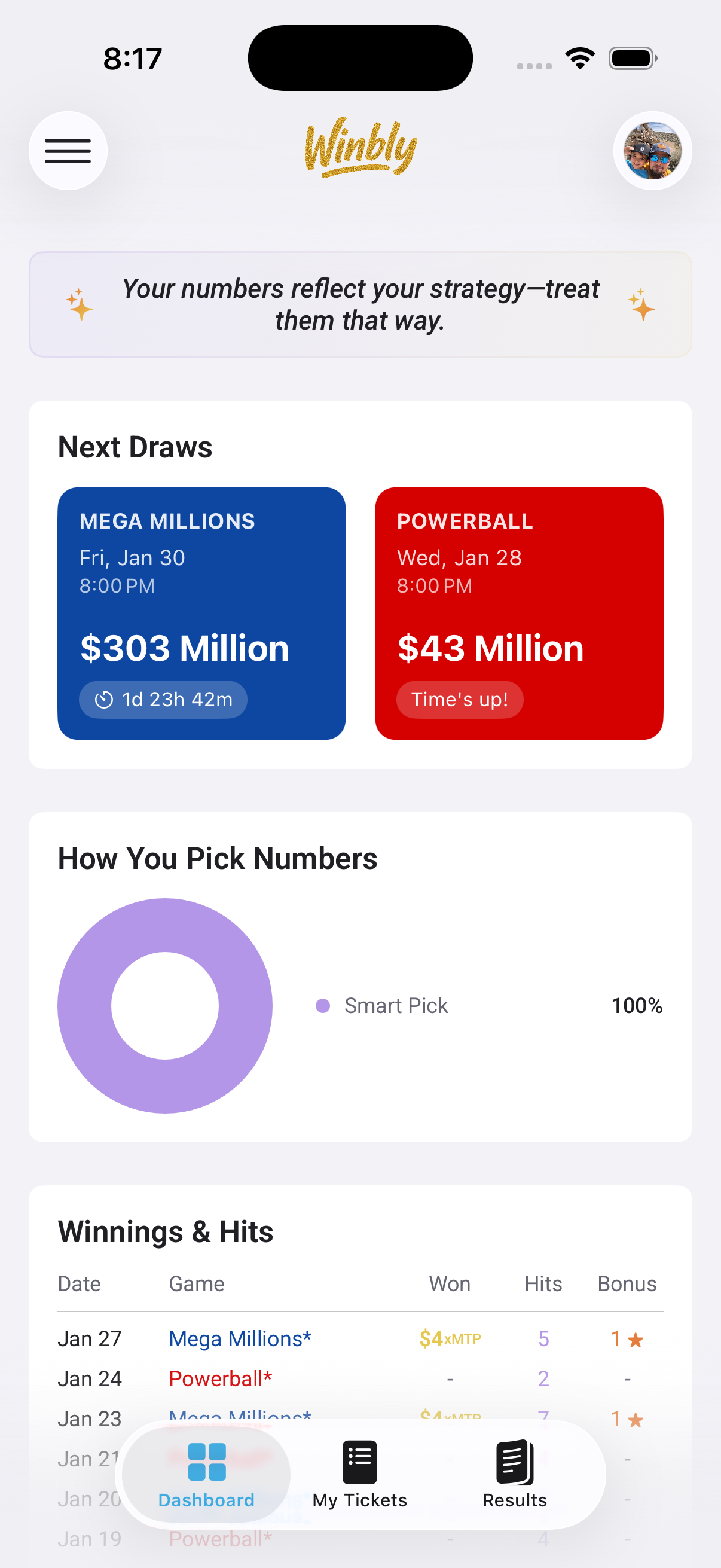Winbly App - Dashboard